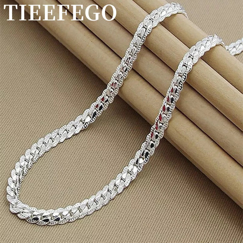 925 sterling silver 6mm link chain necklace - view 1