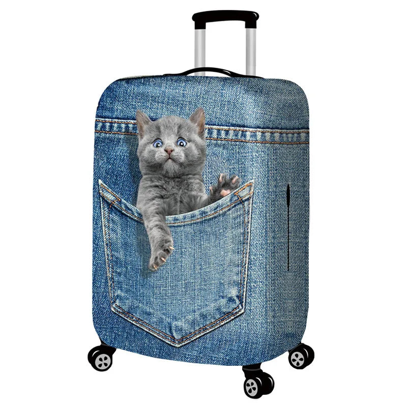3D animal print stretch luggage cover for a trolley suitcase - view 7