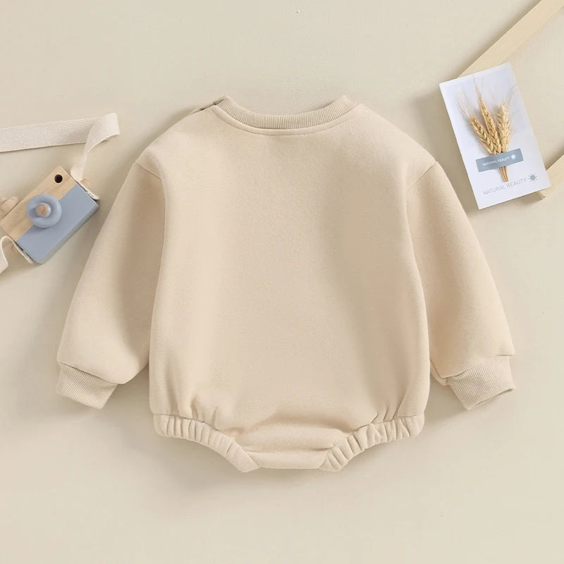 Baby plush sweatshirt romper with long sleeves - view 3