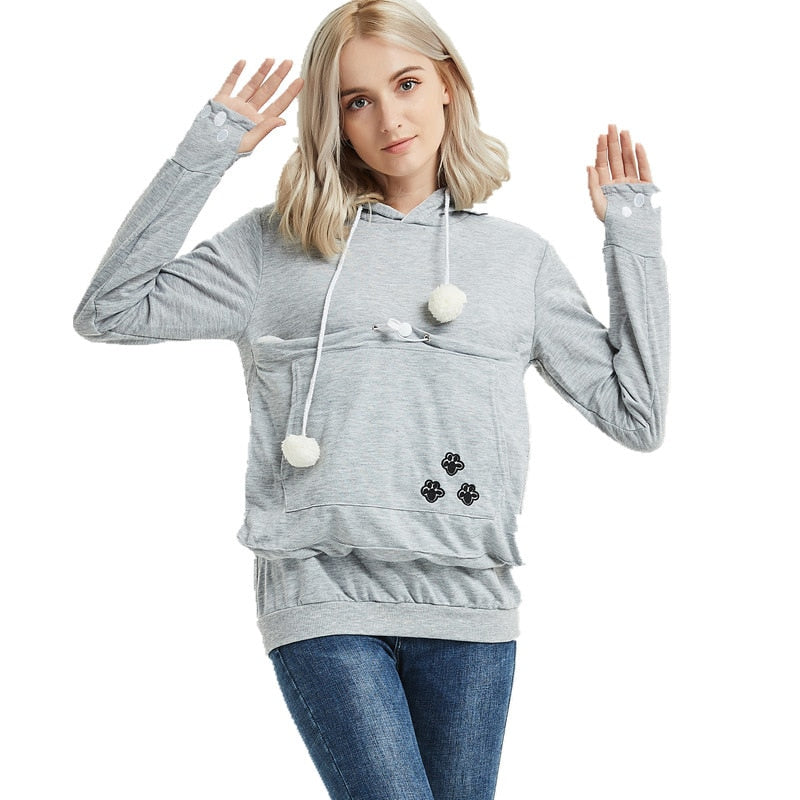 Cat Hoodie with Kangaroo Dog Pet Paw Pocke - Fashioinista