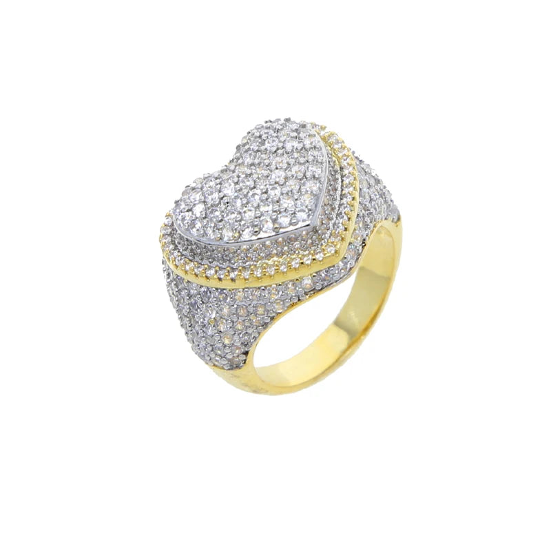 Gold plated heart cubic zirconia eternity band ring - view 7
