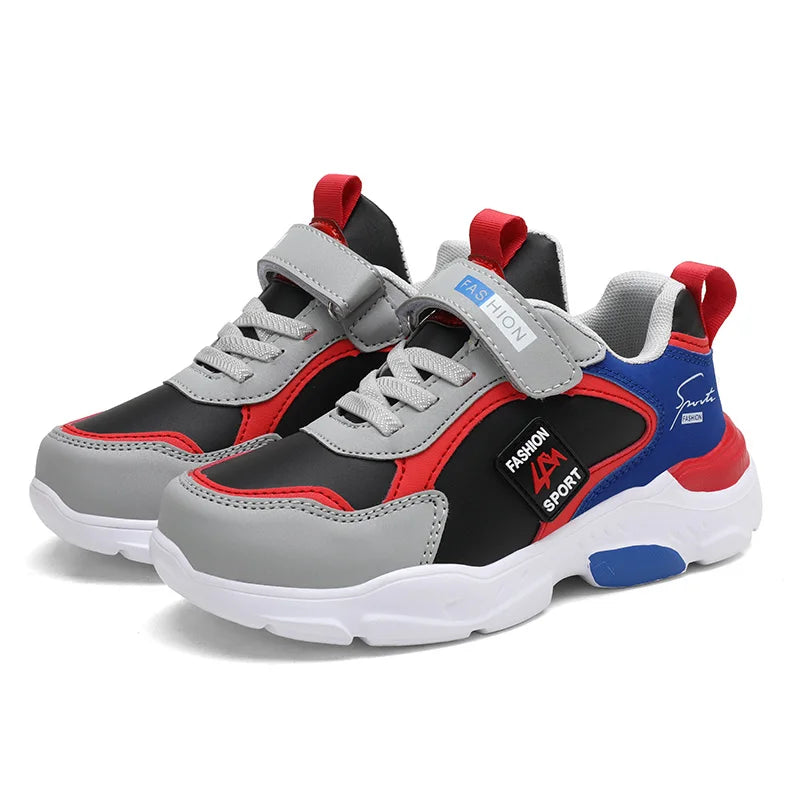 Boys breathable mesh running shoes with hook and loop strap - view 7