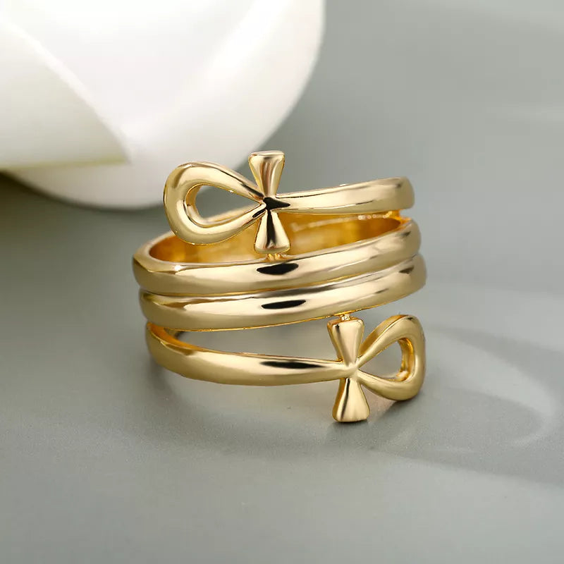 Gold Egyptian Cross Ring 