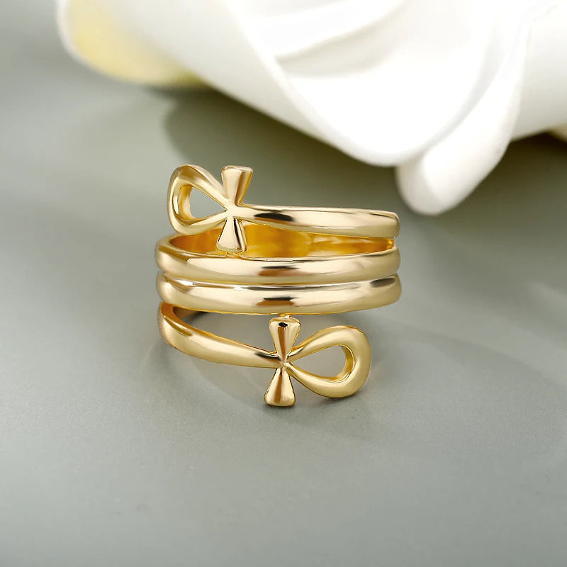 Gold Egyptian Cross Ring 