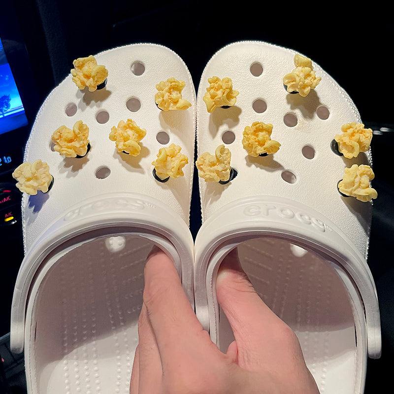 Simulation Food Play Popcorn Hole Shoes Accessories - Fashioinista