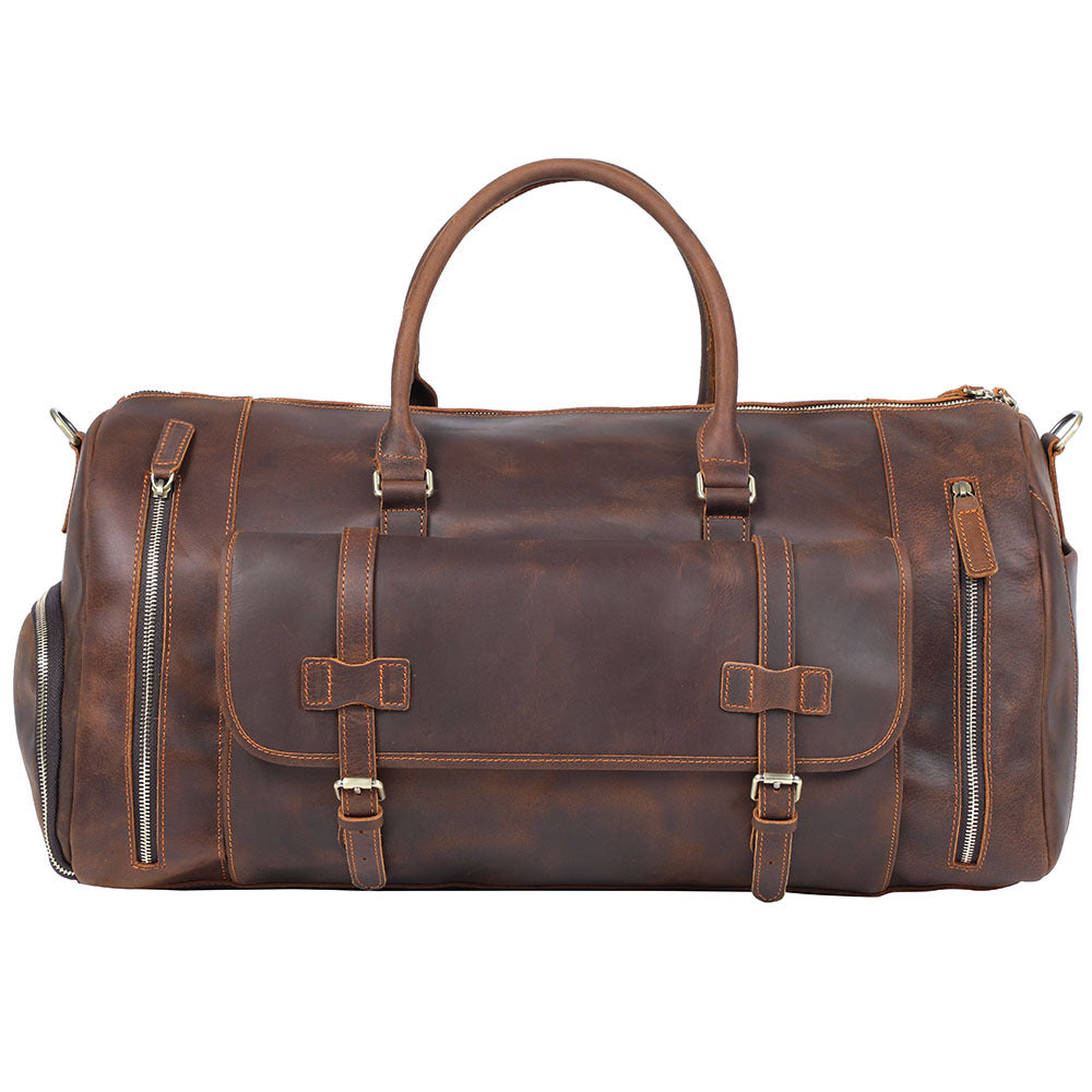 Men's Retro Genuine Leather Super Large Capacity First Layer Cowhide Leather Hand Luggage Bag - Fashioinista