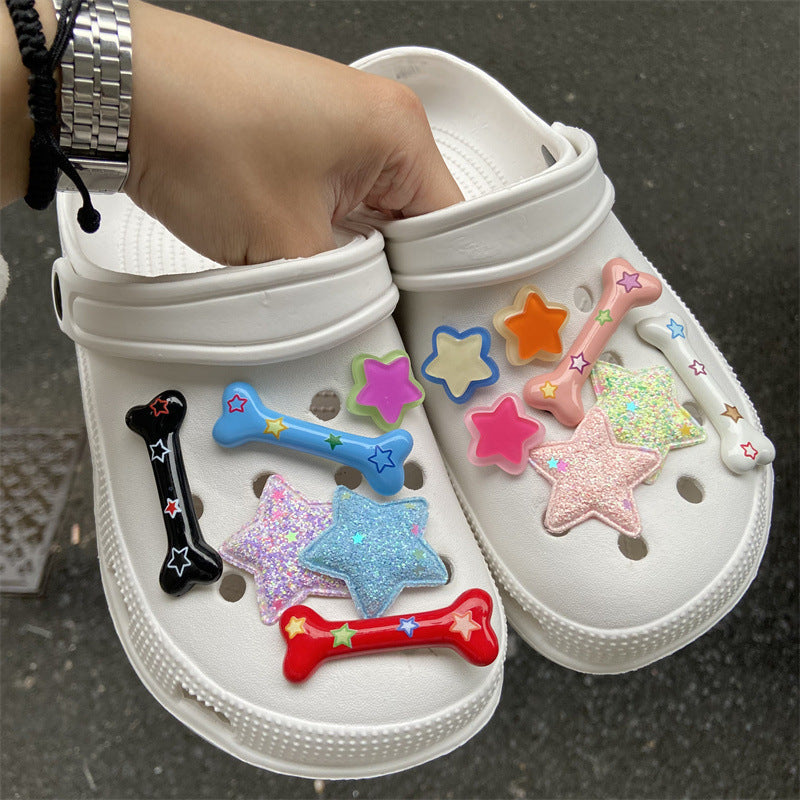 Star Plush Bright Shoes Buckle Hole Shoes Accessories - Fashioinista