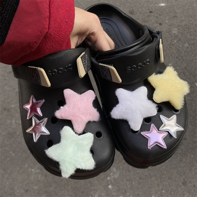 Star Plush Bright Shoes Buckle Hole Shoes Accessories - Fashioinista