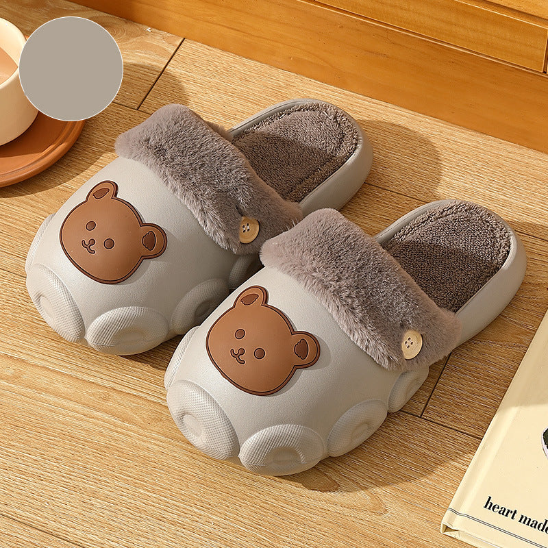 Bear Slippers Winter Warm Bedroom Slippers House Shoes For Women - Fashioinista