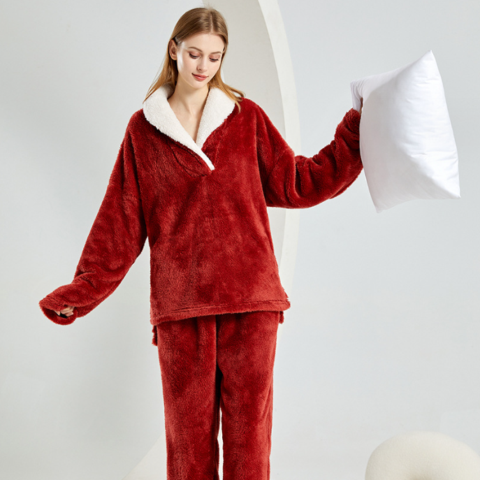 Flannel Pajamas Pajamas Set Thickening Couples Home Service - Fashioinista