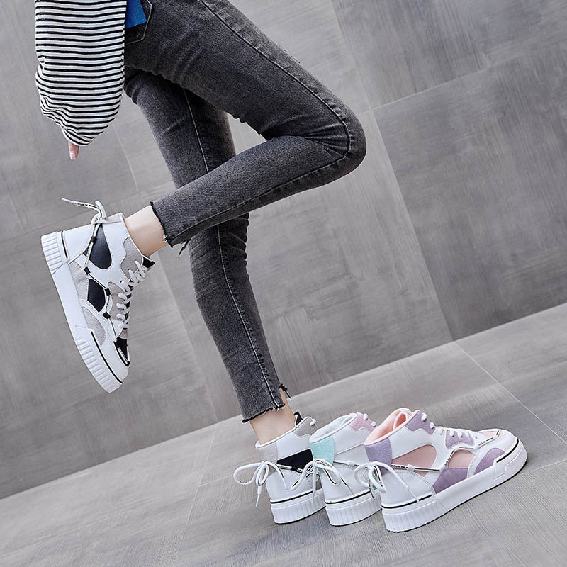 High Top White Shoes Women Flat Running Shoes Women - Fashioinista