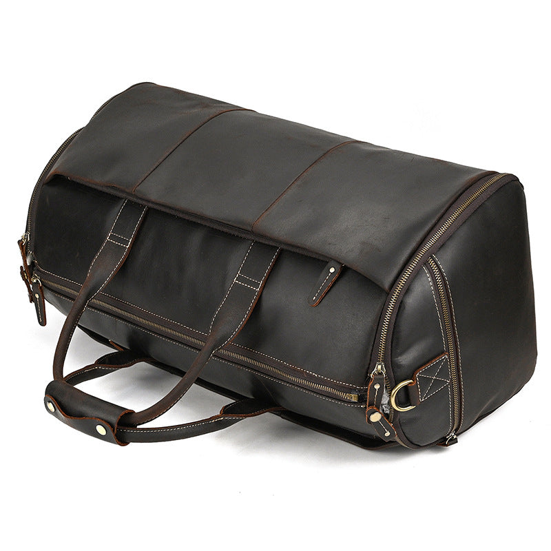 Leather Man Folding Business Travel Bag With Shoe Pocket - Fashioinista