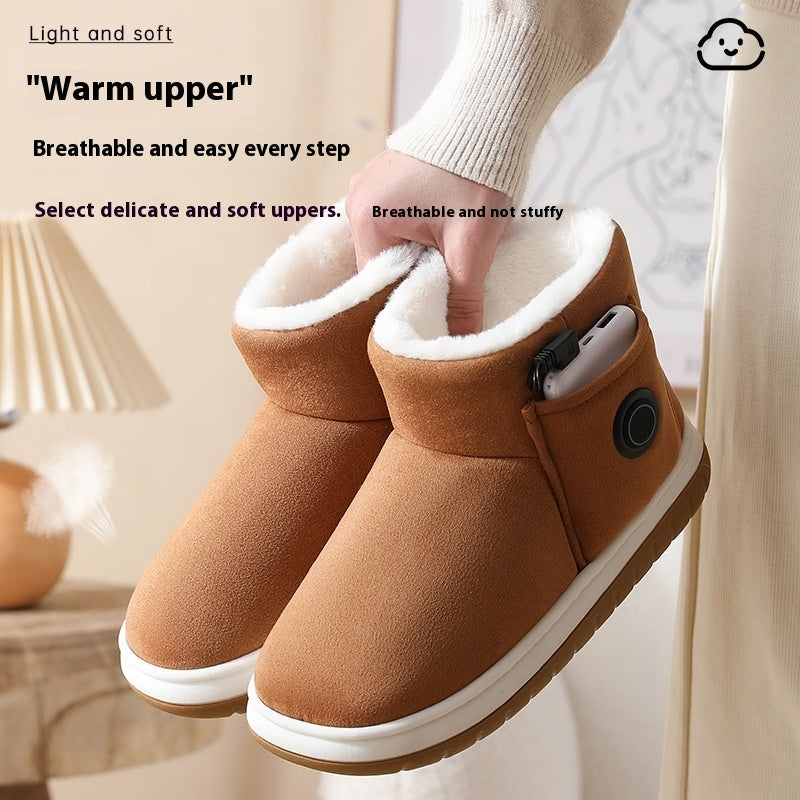 Electric Heating Shoes Rechargeable Foot Warmer Artifact Heating Home Shoes Winter Warm Temperature Regulating Cotton Shoes