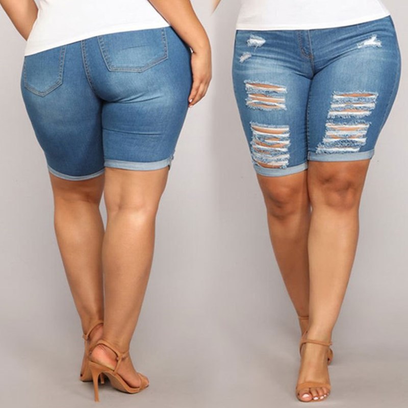 Summer Fat Women Jeans Plus Size Ripped Ladies Pants - Fashioinista