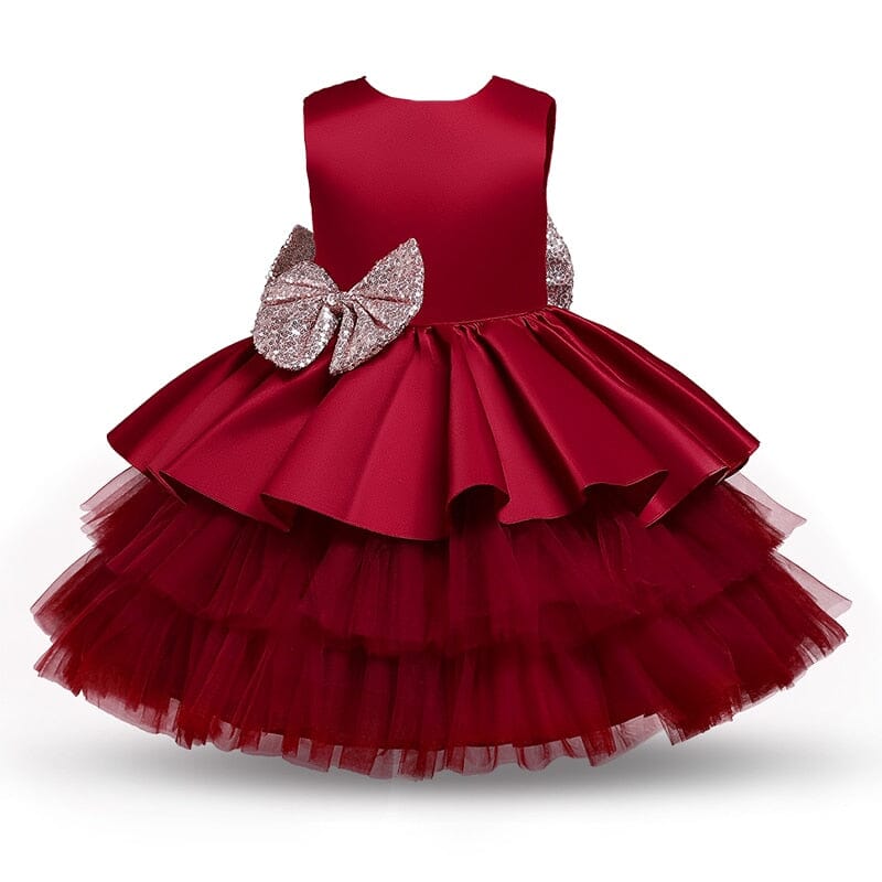 Big Bow Dress for Girls Baby & Toddler Dresses Fashionjosie DarkRed 3M 