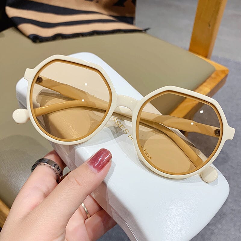 Big Frame Sunglasses Sunglasses Fashionjosie cream-colored Picture color 