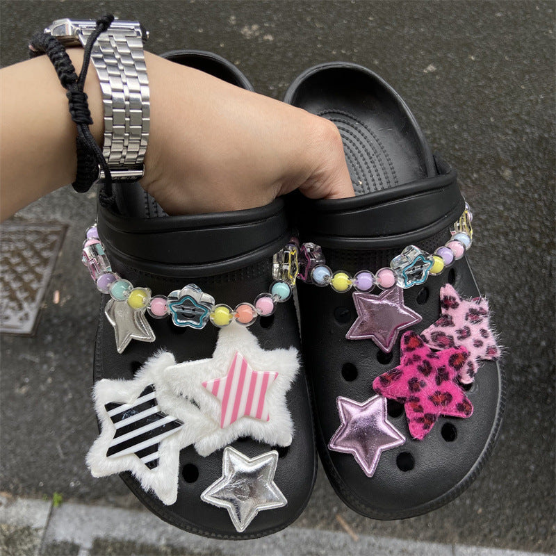 Star Plush Bright Shoes Buckle Hole Shoes Accessories - Fashioinista