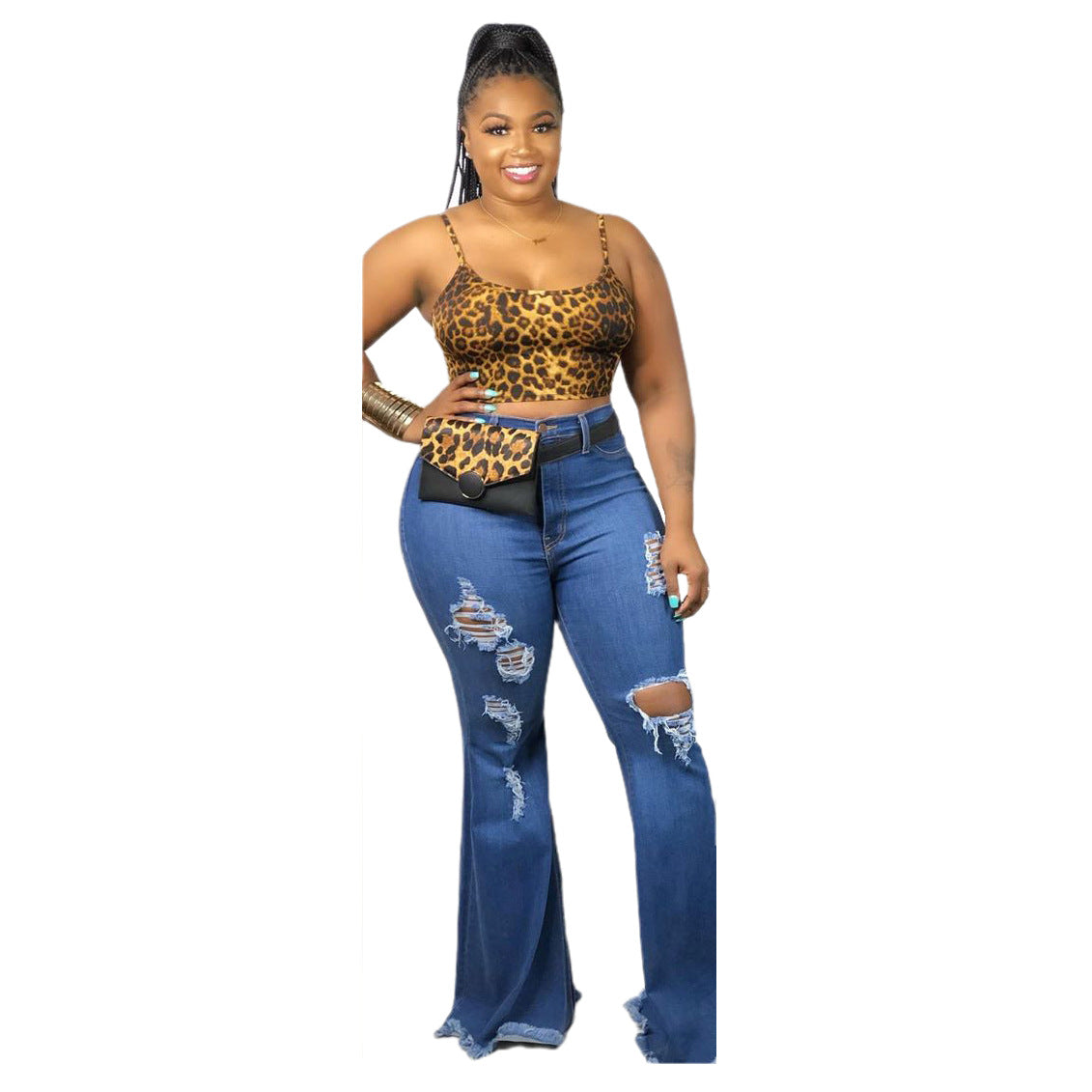 Fashion Knee Ripped Slim Denim Stretch Jeans - Fashioinista