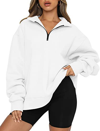 Women Sweatshirts Zip Turndown Collar Loose Casual Tops Clothes - Fashioinista