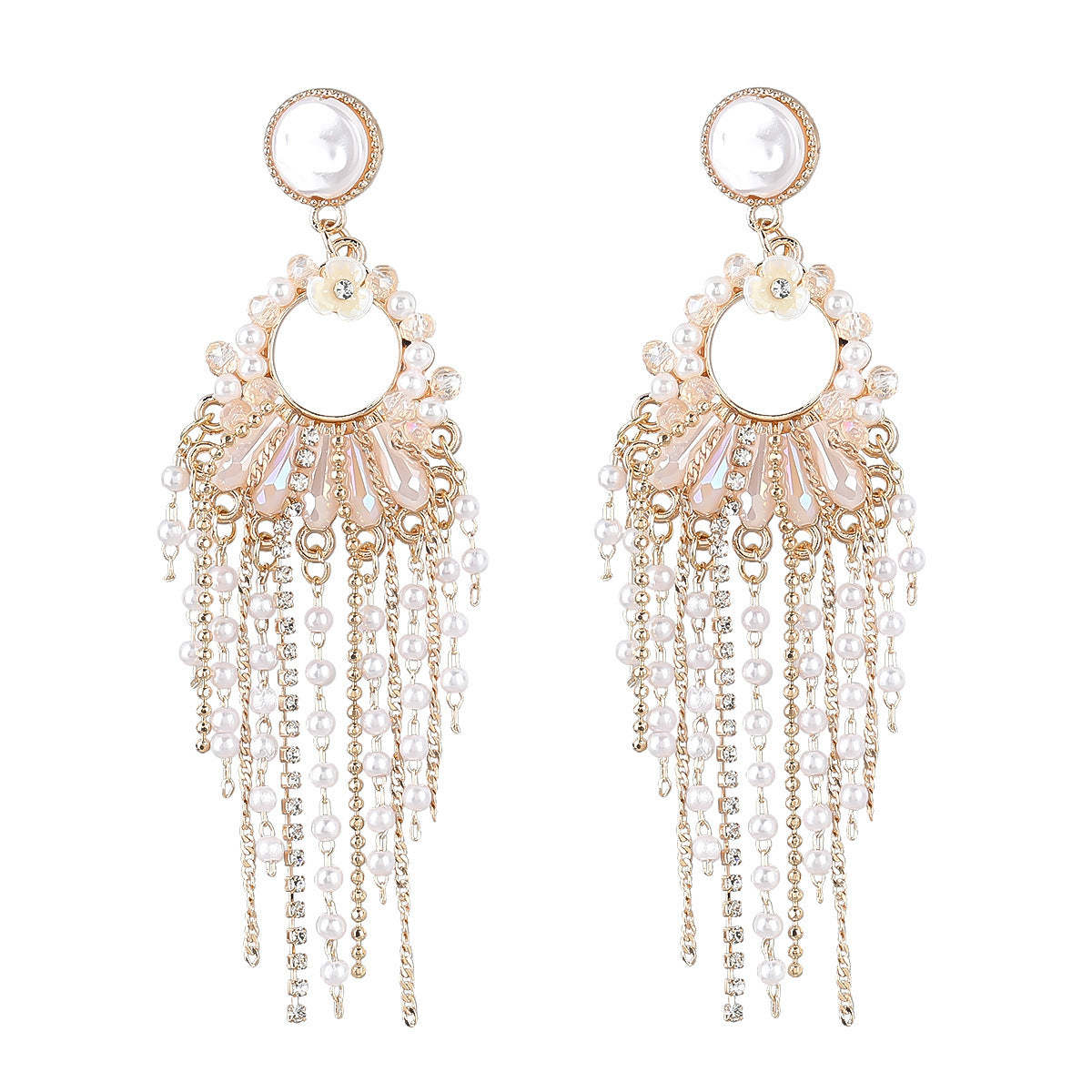 Pearl Tassel Earrings Fashion Women Cross-border Earrings