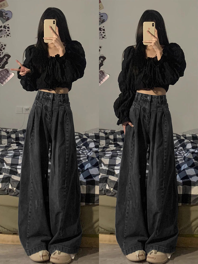 Vintage Black Jeans Women High Waisted Loose - Fashioinista