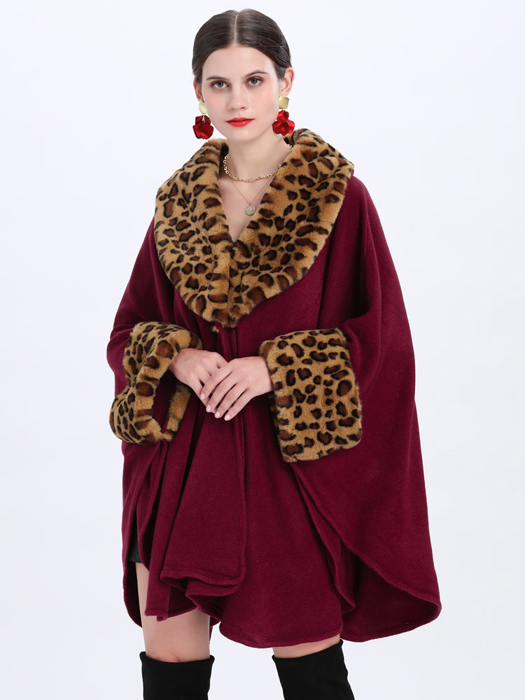 Loose Plus Size Fashion Fox Fur Collar Cloak Cape Women - Fashioinista