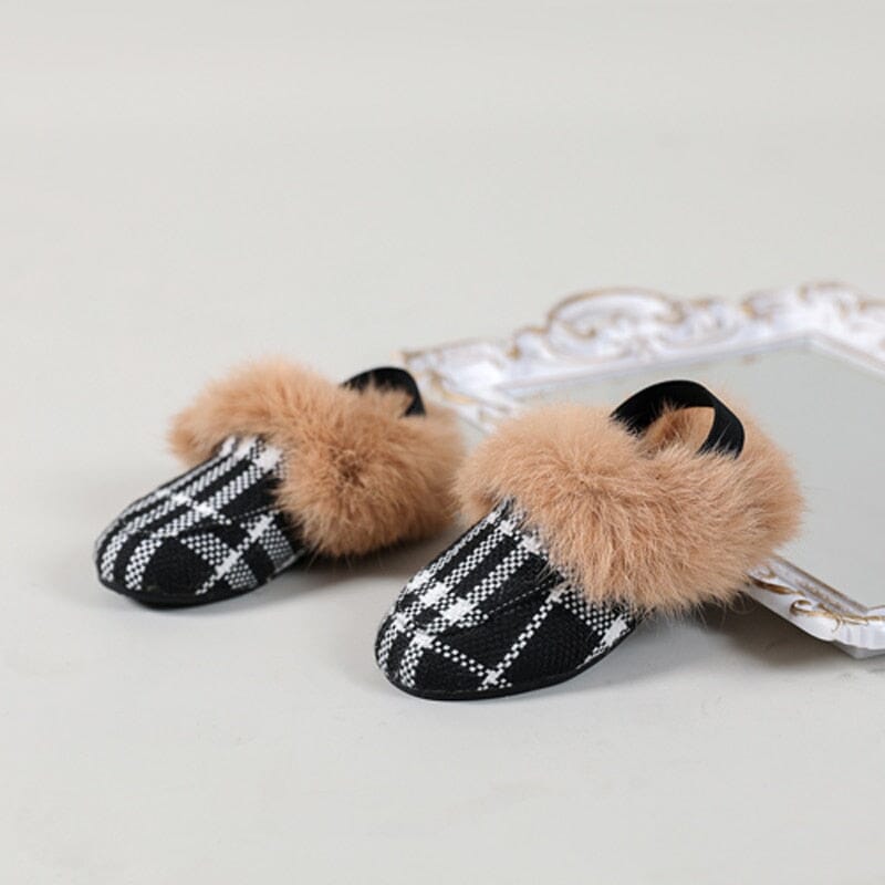 Children's Shoes with Fur Shoes Fashionjosie Plaid 21(12.5CM Foot) 