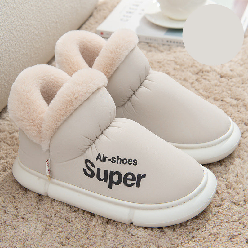 Warm House Shoes Plush Fleece High Back Heel Slippers Home Winter Warm Couple Shoes - Fashioinista