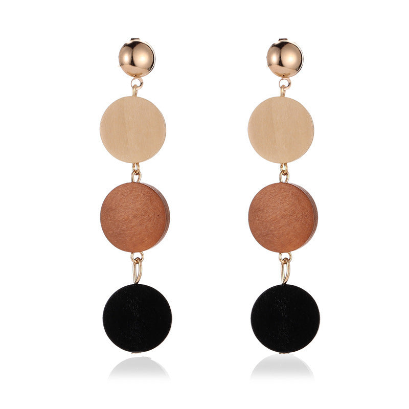 Korean Fashion Earrings Creative Wooden Tassel Earrings Women