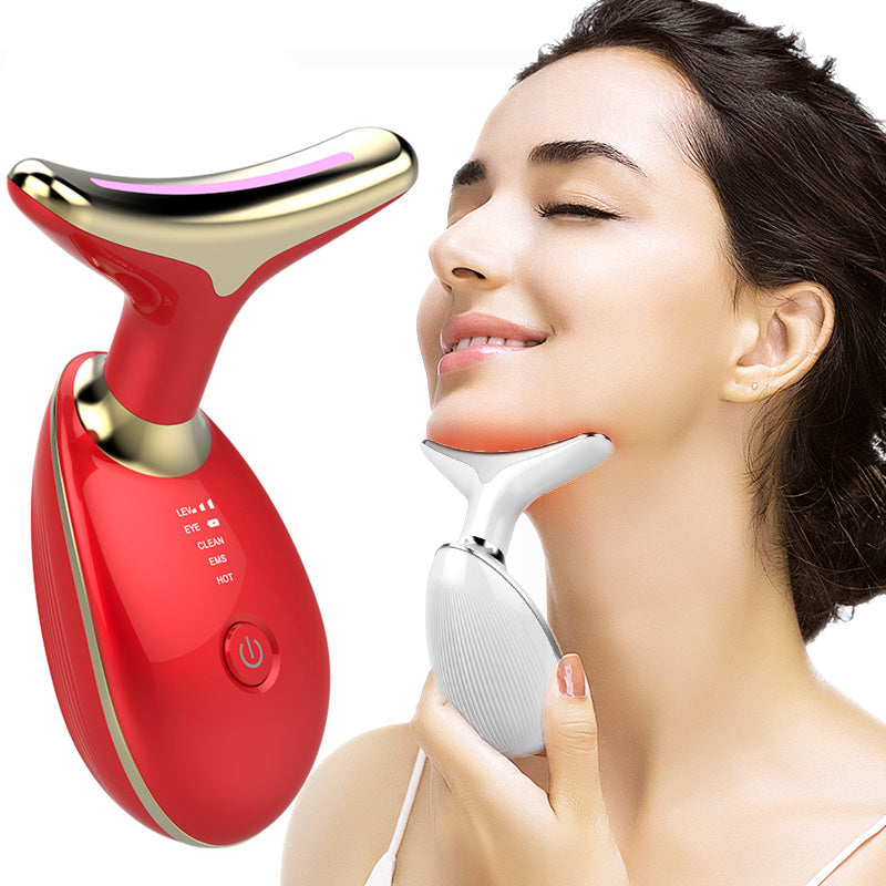 EMS Thermal Neck Lifting And Tighten Massager Electric Microcurrent Wrinkle Remover LED Photon Face Beauty Device For Woman - Fashioinista