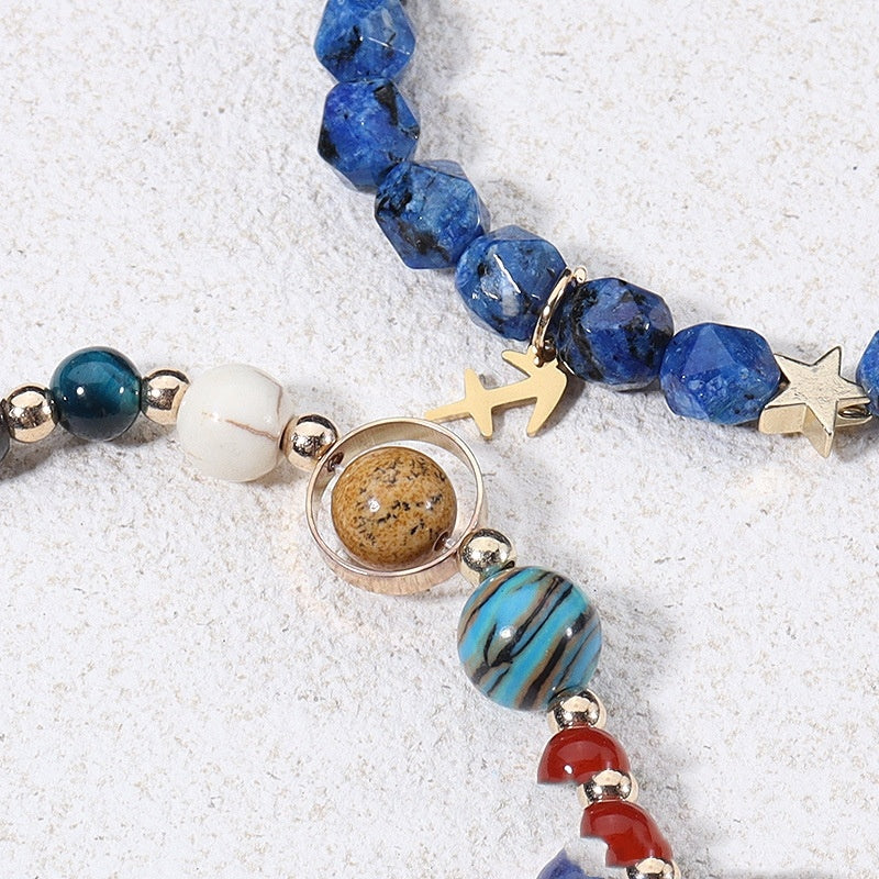 Twelve Constellations Bracelets Natural Stone Cut Surface Hemp Stone Eight Planets