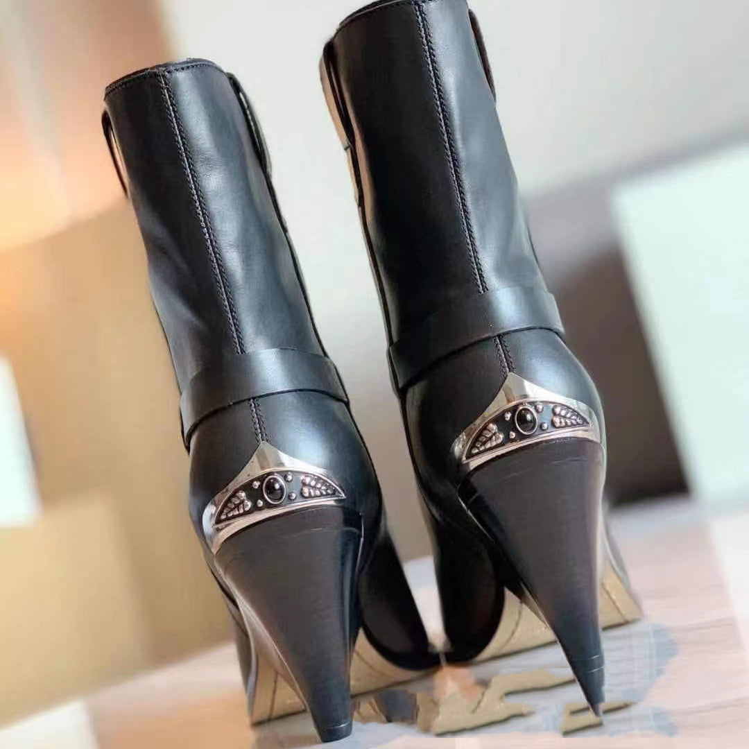 New High Heel Low Tube Pointed Toe Women's Boots Personality - Fashioinista