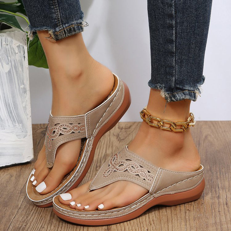 Clip Toe Wedge Sandals Women Summer Flip Flops Slippers Beach Shoes - Fashioinista