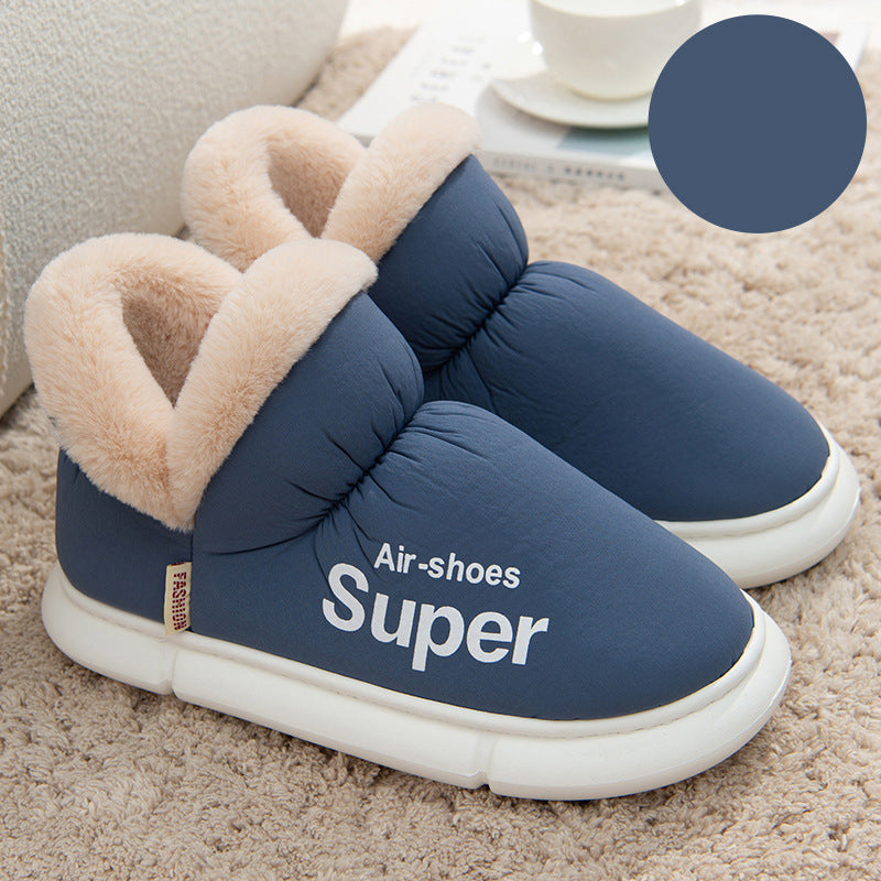 Warm House Shoes Plush Fleece High Back Heel Slippers Home Winter Warm Couple Shoes - Fashioinista