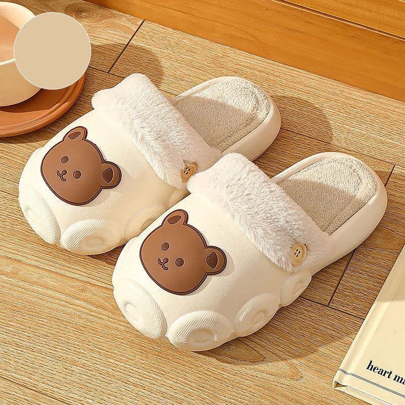 Bear Slippers Winter Warm Bedroom Slippers House Shoes For Women - Fashioinista