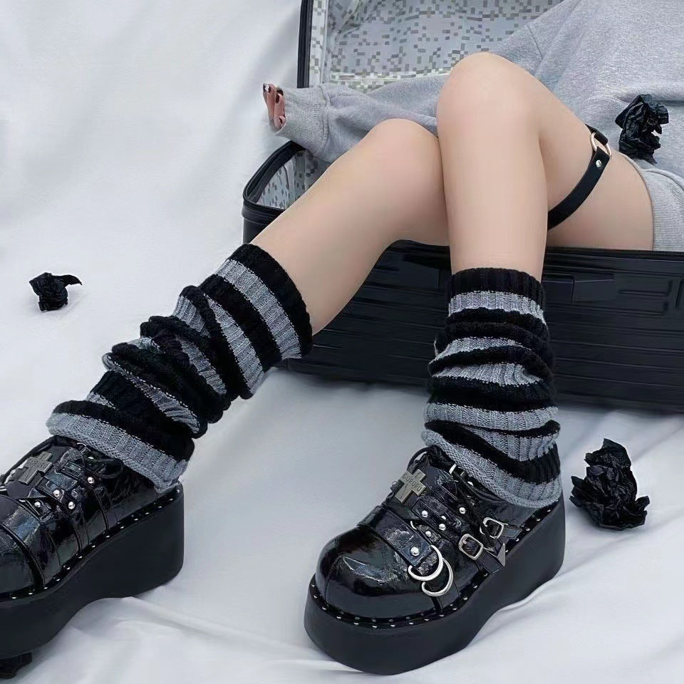 Retro Striped Warm Wool Loose Wide Leg Socks
