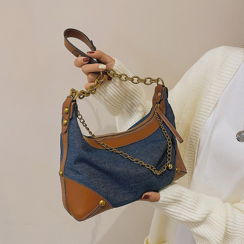 Fashion Versatile Chain Denim One Shoulder Handbag - Fashioinista