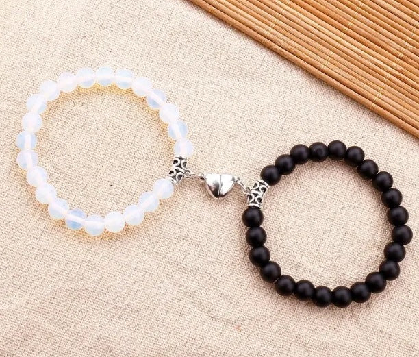 Black And White Love Magnet Suction Couple Bracelet Pair