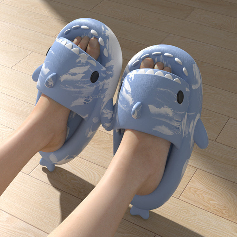 Shark Slippers Tie Dye Bathroom Slippers Couple House Shoes For Women - Fashioinista