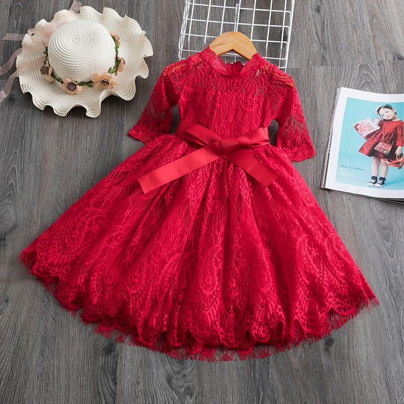 Elegant Wedding Flower Girls Dress Baby & Toddler Dresses Fashionjosie 481 Red 3T 