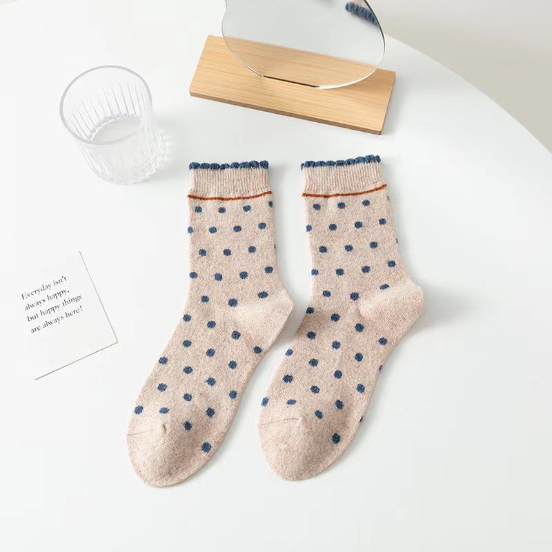 Socks Children's Autumn And Winter Thickened Wool Socks Love Flower Cashmere