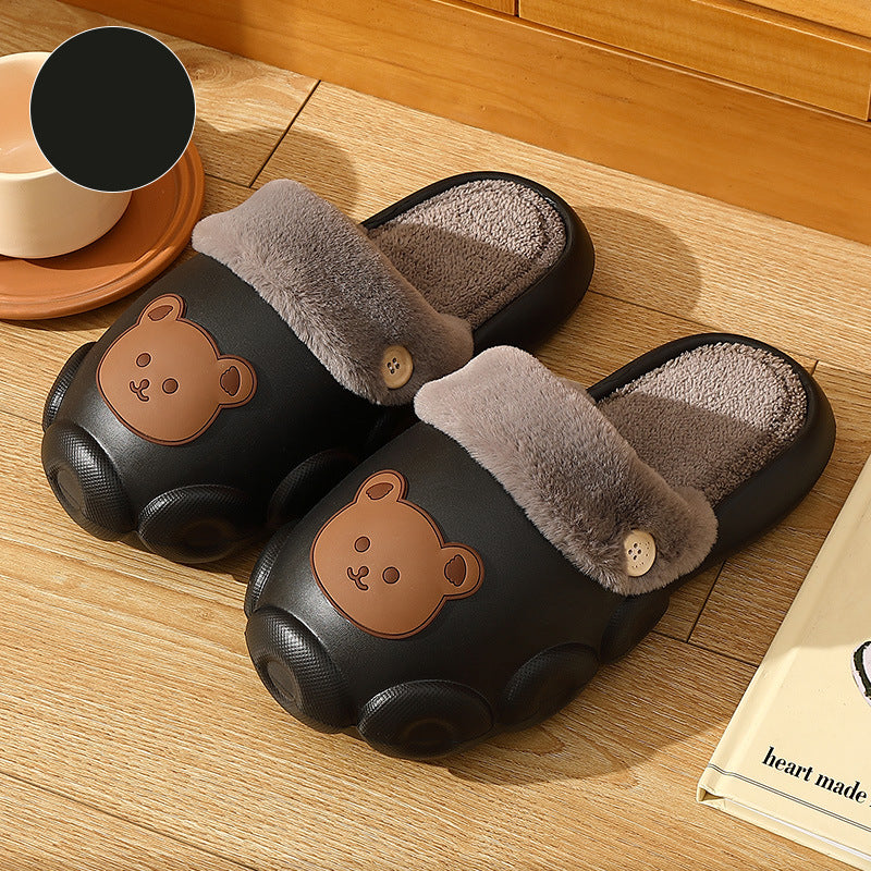 Bear Slippers Winter Warm Bedroom Slippers House Shoes For Women - Fashioinista