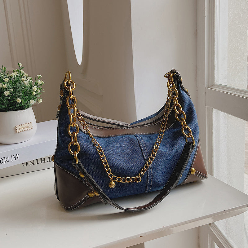 Fashion Versatile Chain Denim One Shoulder Handbag - Fashioinista