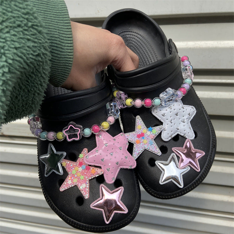 Star Plush Bright Shoes Buckle Hole Shoes Accessories - Fashioinista