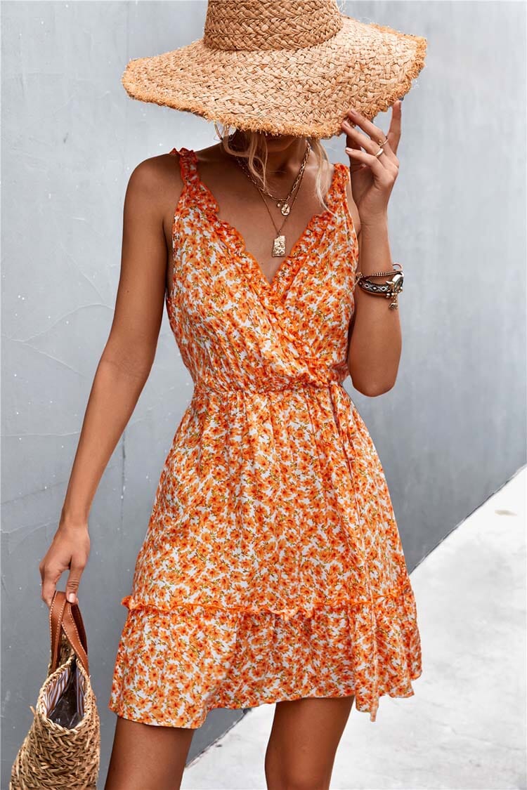 Floral V-Neck Sleeveless Dress Dresses Fashionjosie 