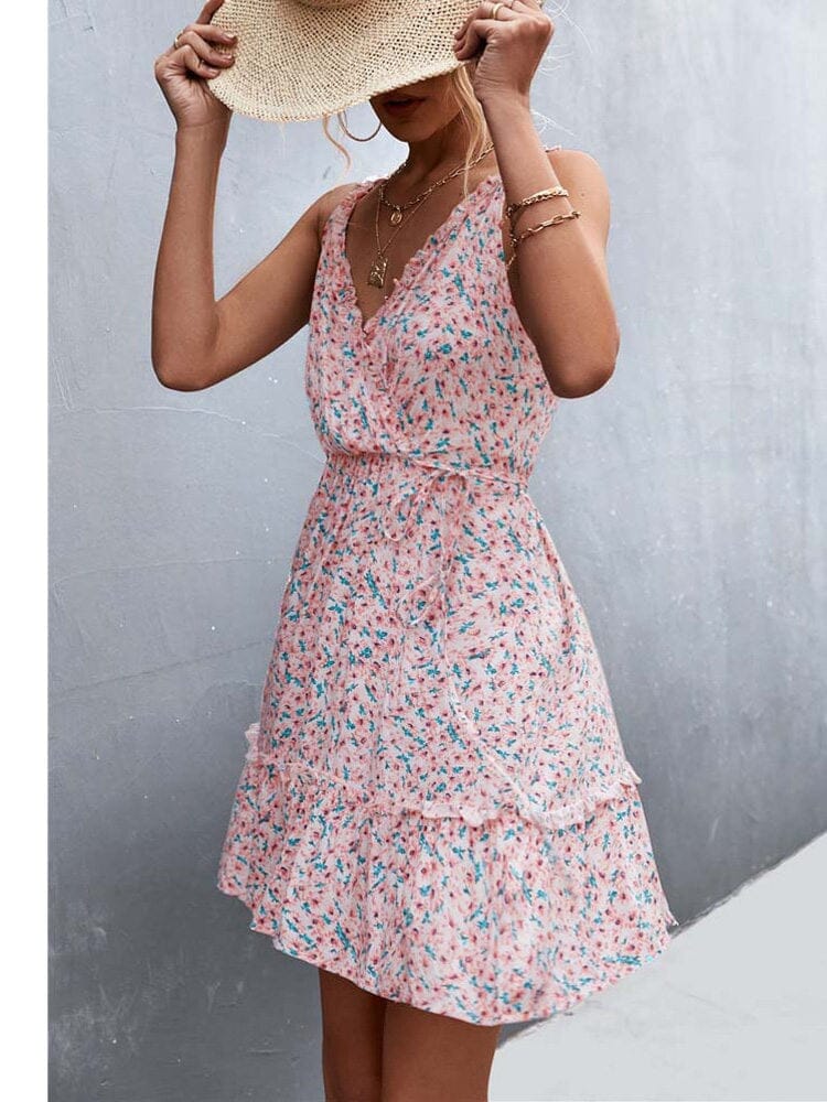 Floral V-Neck Sleeveless Dress Dresses Fashionjosie 