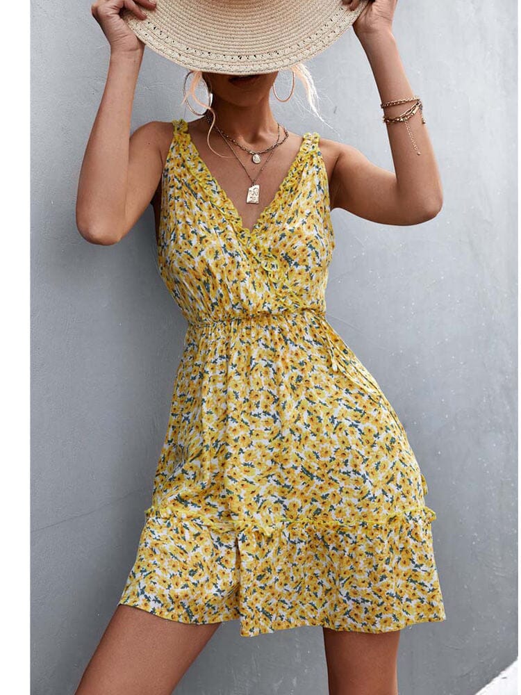 Floral V-Neck Sleeveless Dress Dresses Fashionjosie 