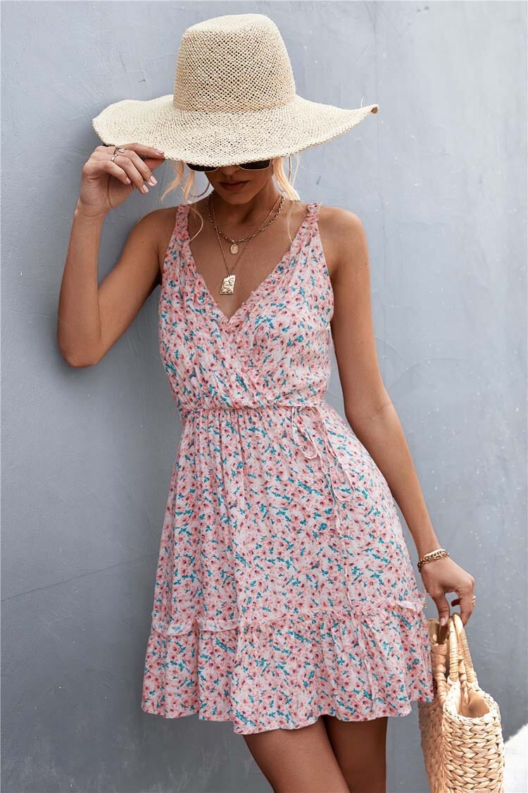 Floral V-Neck Sleeveless Dress Dresses Fashionjosie 