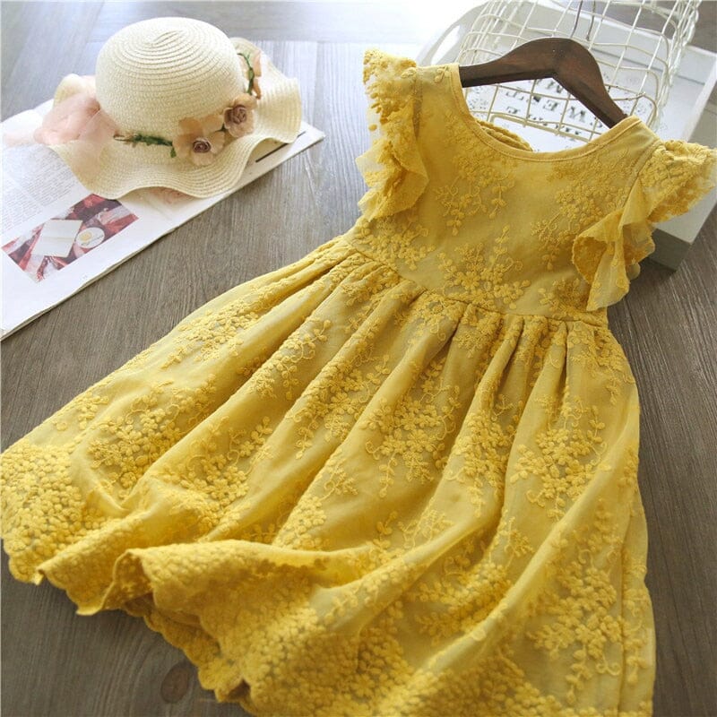 Full Sleeve French Style Dresses for Children Baby & Toddler Dresses Fashionjosie 622 Yellow 3T 
