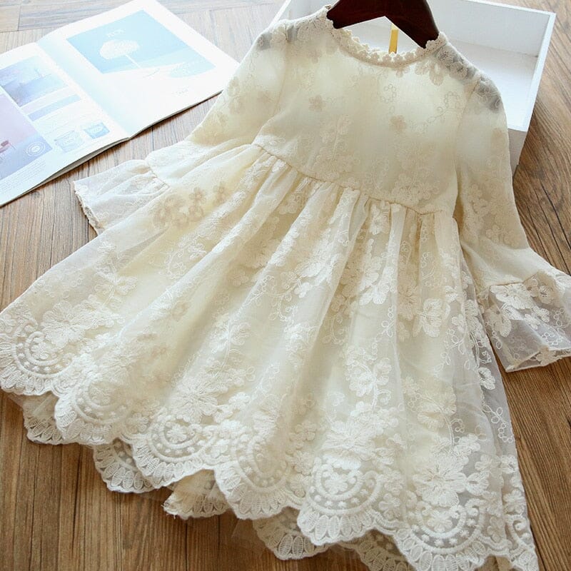 Full Sleeve French Style Dresses for Children Baby & Toddler Dresses Fashionjosie 670 White 3T 
